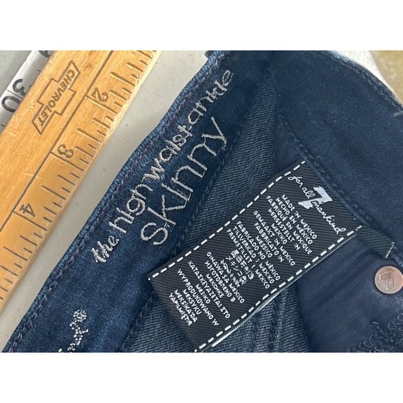 7 For All Mankind The High Waist Ankle Skinny Jean Women 25 Raw Hem Trendy Casua - Picture 5 of 8